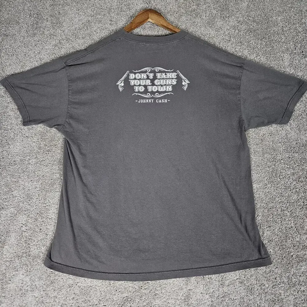 Vtg Johnny Cash T-Shirt Men's 2X Gray Tee Zion Rootswear Y2k Outlaw Country